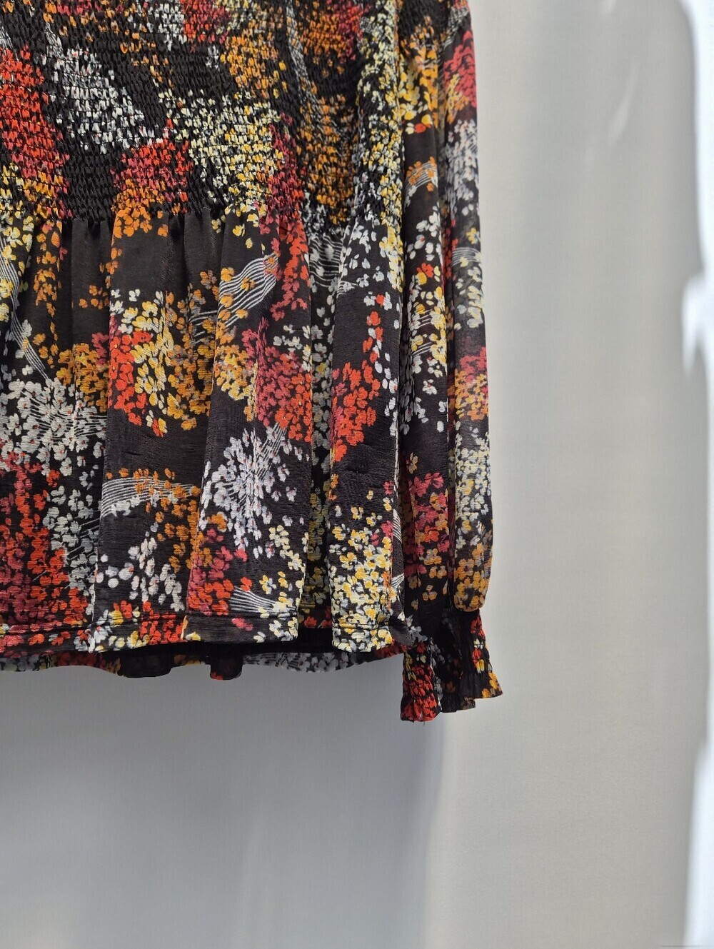 Anthropologie Akemi Kin Adria Smocked Blouse M Floral Mesh Whimsigoth Boho - Picture 16 of 16
